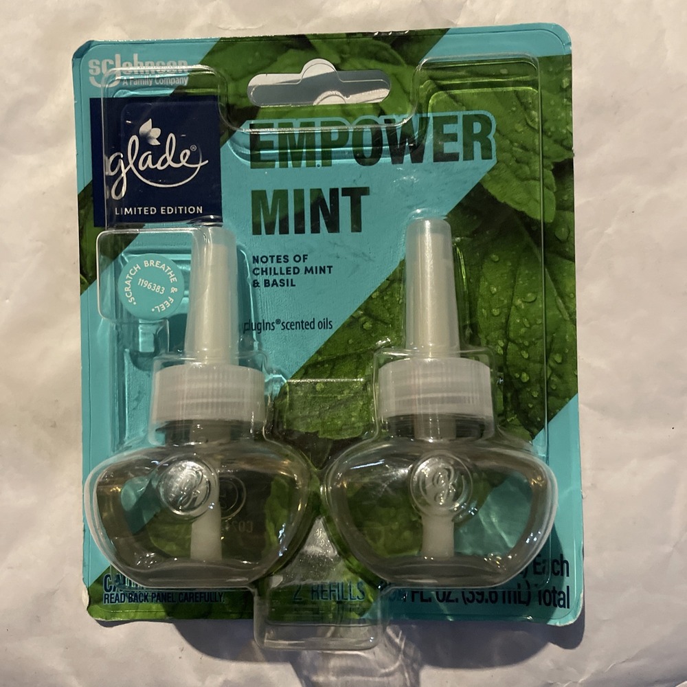 Glade Plug-Ins Scented Oil Air Freshener Refills, Empower Mint, 0.67 oz, 2 Count